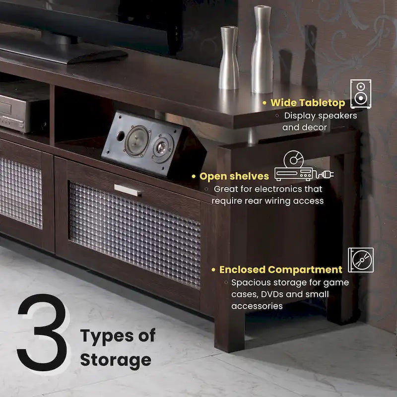 Espresso Contemporary TV Console, 71", Single