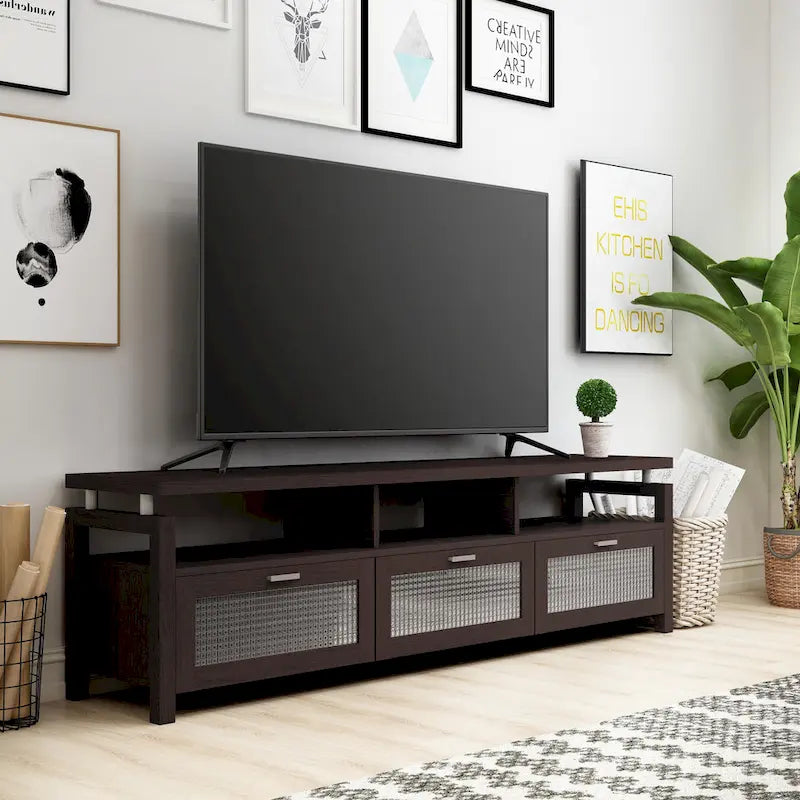 Espresso Contemporary TV Console, 71", Single