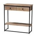 Natural Brown & Black, Industrial Style, 2-Drawer Console Table