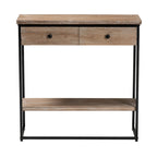 Natural Brown & Black, Industrial Style, 2-Drawer Console Table