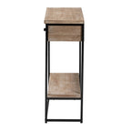 Natural Brown & Black, Industrial Style, 2-Drawer Console Table