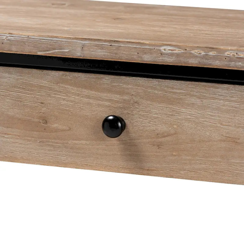 Natural Brown & Black, Industrial Style, 2-Drawer Console Table
