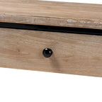 Natural Brown & Black, Industrial Style, 2-Drawer Console Table