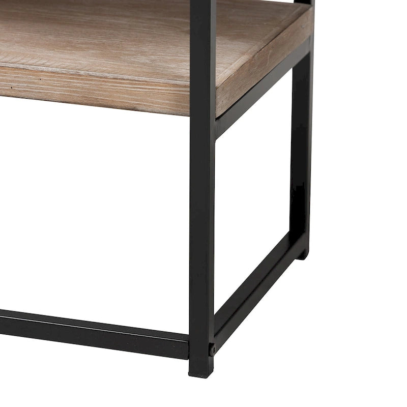 Natural Brown & Black, Industrial Style, 2-Drawer Console Table