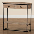 Natural Brown & Black, Industrial Style, 2-Drawer Console Table