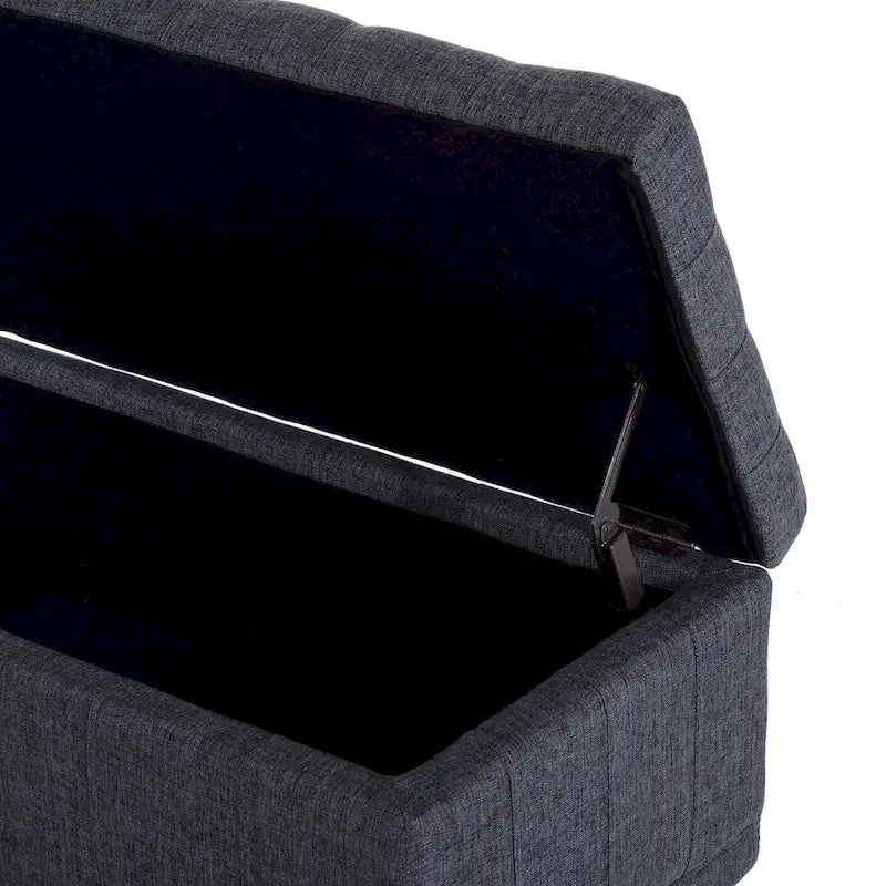 Dark Grey Fabric Tufted Storage Ottoman Bench – 1-Seat