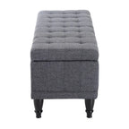 Dark Grey Fabric Tufted Storage Ottoman Bench – 1-Seat