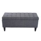 Dark Grey Fabric Tufted Storage Ottoman Bench – 1-Seat
