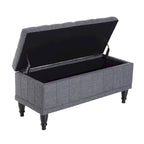 Dark Grey Fabric Tufted Storage Ottoman Bench – 1-Seat
