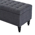 Dark Grey Fabric Tufted Storage Ottoman Bench – 1-Seat