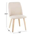 Upholstered Dining Chair, Mid-Century Style, Set of 2 – Beige/Camel/Cream, Fabric or Faux Leather, Wood Legs