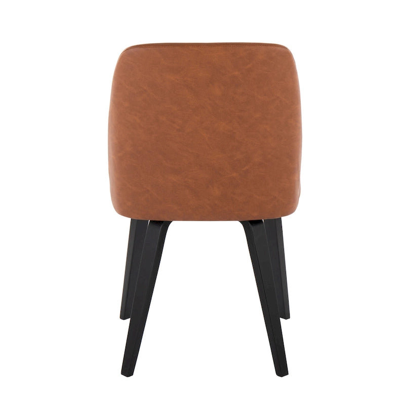 Upholstered Dining Chair, Mid-Century Style, Set of 2 – Beige/Camel/Cream, Fabric or Faux Leather, Wood Legs