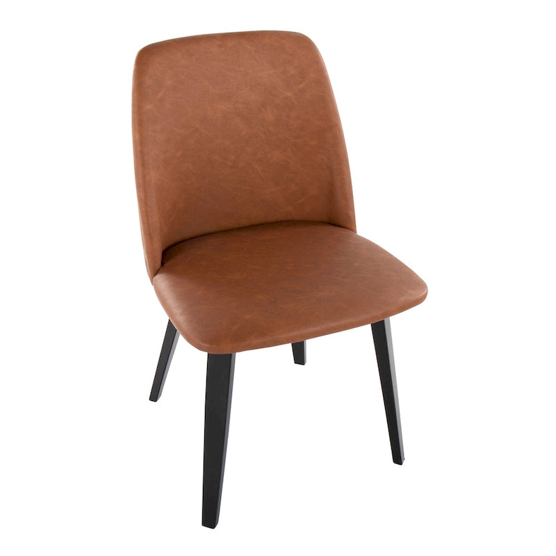 Upholstered Dining Chair, Mid-Century Style, Set of 2 – Beige/Camel/Cream, Fabric or Faux Leather, Wood Legs