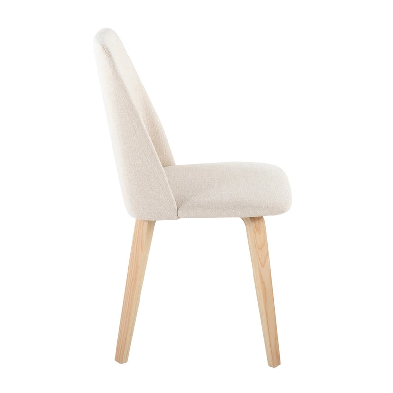 Upholstered Dining Chair, Mid-Century Style, Set of 2 – Beige/Camel/Cream, Fabric or Faux Leather, Wood Legs