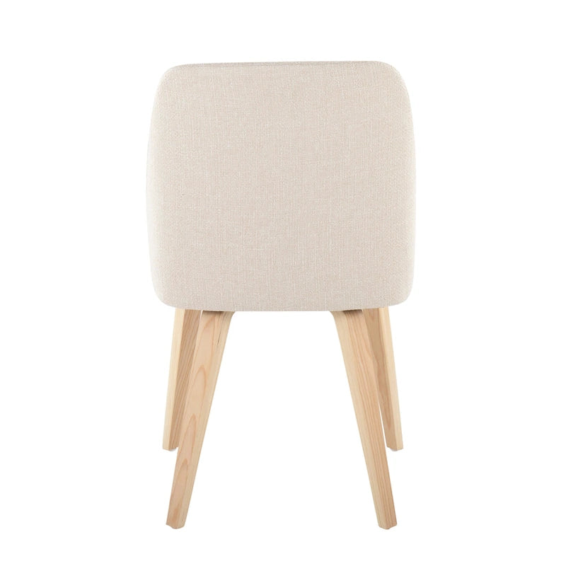 Upholstered Dining Chair, Mid-Century Style, Set of 2 – Beige/Camel/Cream, Fabric or Faux Leather, Wood Legs