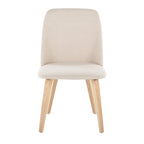 Upholstered Dining Chair, Mid-Century Style, Set of 2 – Beige/Camel/Cream, Fabric or Faux Leather, Wood Legs