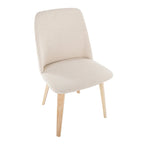 Upholstered Dining Chair, Mid-Century Style, Set of 2 – Beige/Camel/Cream, Fabric or Faux Leather, Wood Legs