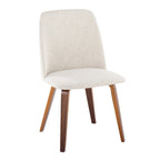 Upholstered Dining Chair, Mid-Century Style, Set of 2 – Beige/Camel/Cream, Fabric or Faux Leather, Wood Legs