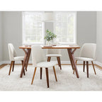 Upholstered Dining Chair, Mid-Century Style, Set of 2 – Beige/Camel/Cream, Fabric or Faux Leather, Wood Legs