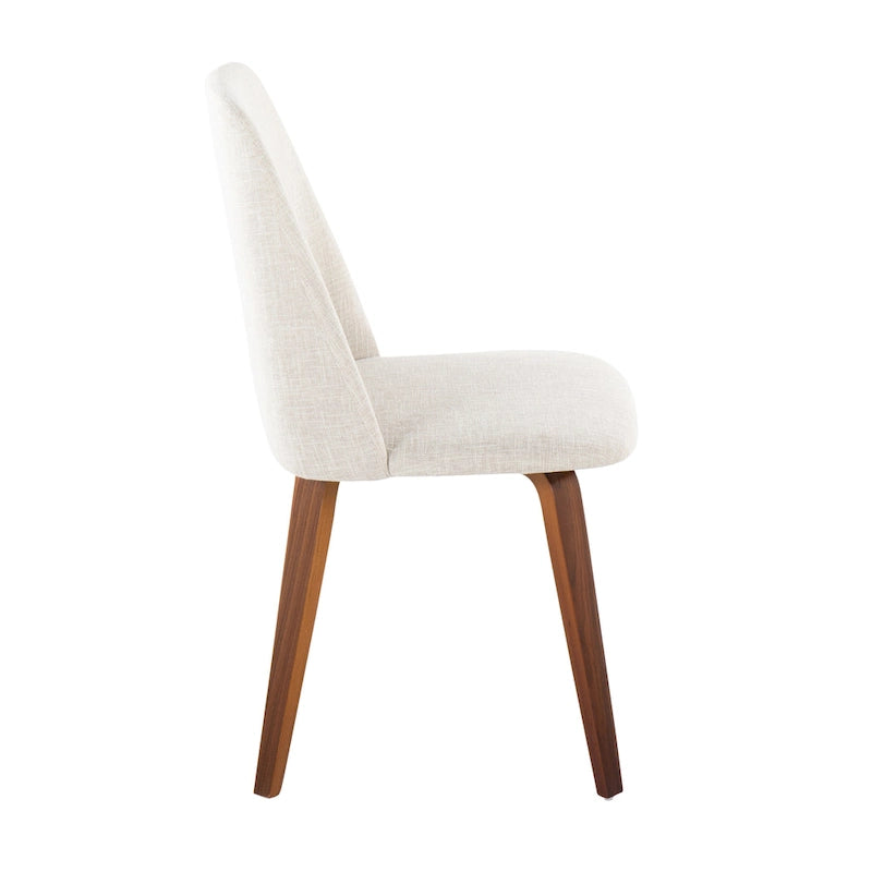 Upholstered Dining Chair, Mid-Century Style, Set of 2 – Beige/Camel/Cream, Fabric or Faux Leather, Wood Legs