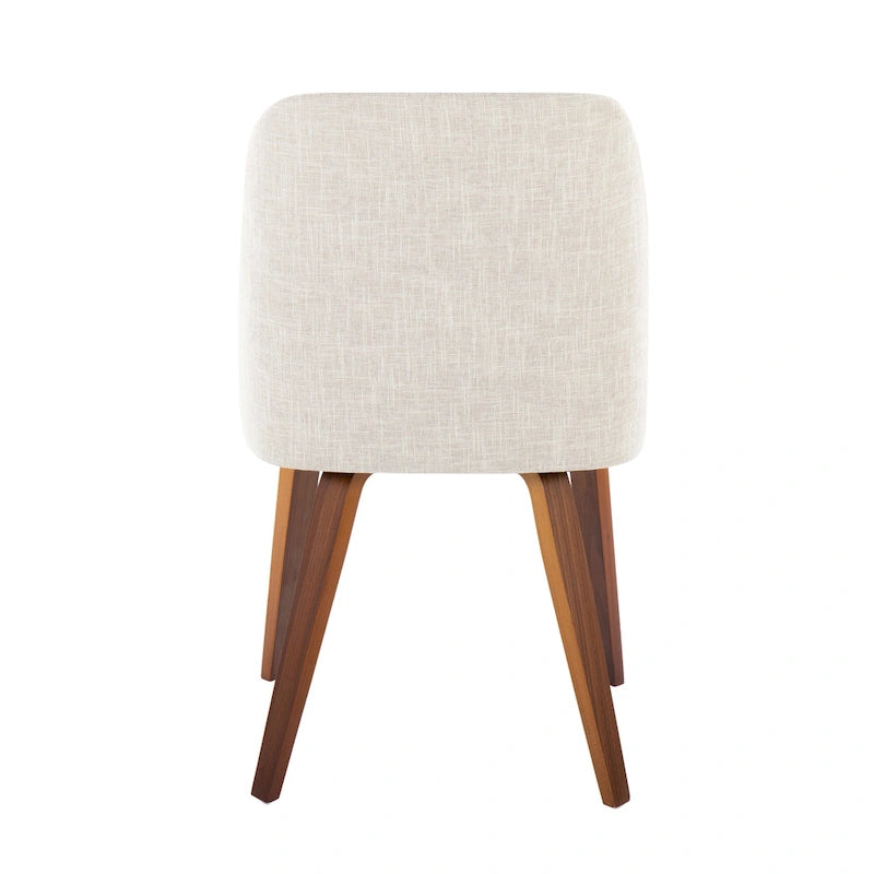 Upholstered Dining Chair, Mid-Century Style, Set of 2 – Beige/Camel/Cream, Fabric or Faux Leather, Wood Legs