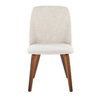 Upholstered Dining Chair, Mid-Century Style, Set of 2 – Beige/Camel/Cream, Fabric or Faux Leather, Wood Legs