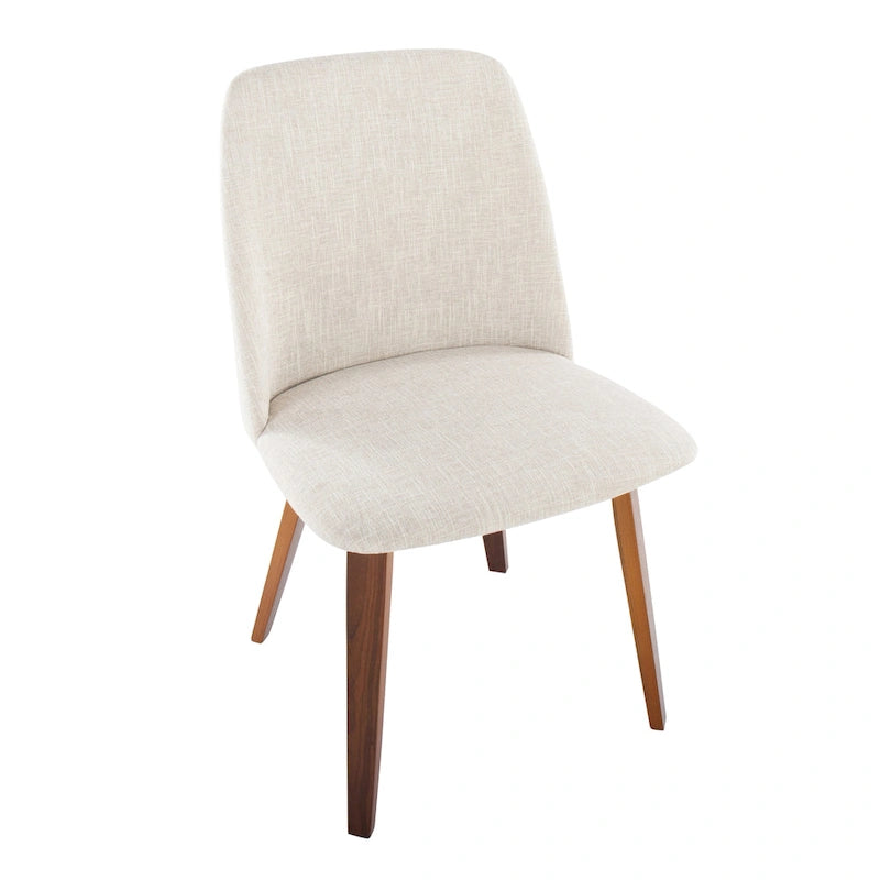 Upholstered Dining Chair, Mid-Century Style, Set of 2 – Beige/Camel/Cream, Fabric or Faux Leather, Wood Legs