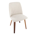 Upholstered Dining Chair, Mid-Century Style, Set of 2 – Beige/Camel/Cream, Fabric or Faux Leather, Wood Legs