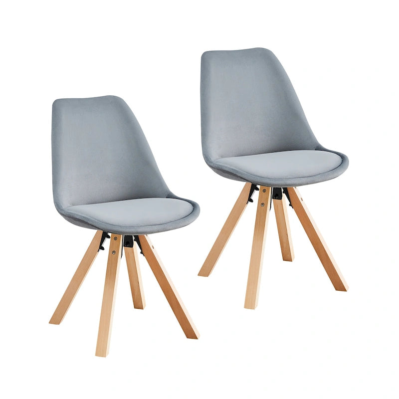 Velvet Dining Chairs, Armless Mid-Back Style, Set of 2