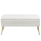 Velvet Storage Ottoman Bench with Metal Legs