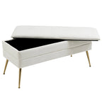 Velvet Storage Ottoman Bench with Metal Legs