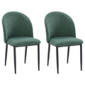 Green / Grey Chenille Upholstered Side Chair, Black Metal Legs, Set of 2