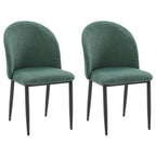 Green / Grey Chenille Upholstered Side Chair, Black Metal Legs, Set of 2