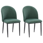 Green / Grey Chenille Upholstered Side Chair, Black Metal Legs, Set of 2