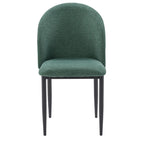 Green / Grey Chenille Upholstered Side Chair, Black Metal Legs, Set of 2