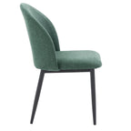Green / Grey Chenille Upholstered Side Chair, Black Metal Legs, Set of 2