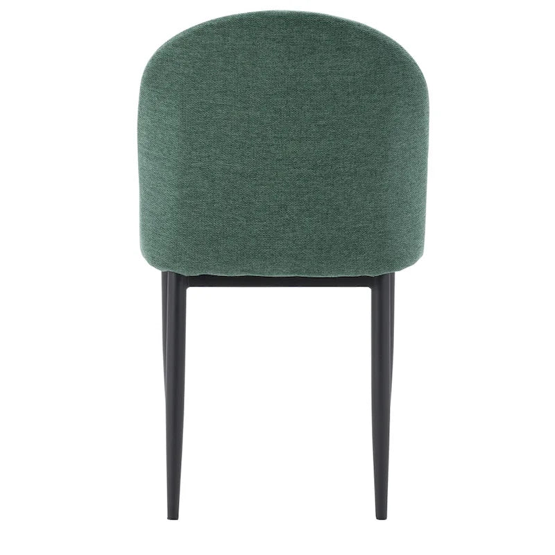 Green / Grey Chenille Upholstered Side Chair, Black Metal Legs, Set of 2