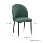 Green / Grey Chenille Upholstered Side Chair, Black Metal Legs, Set of 2