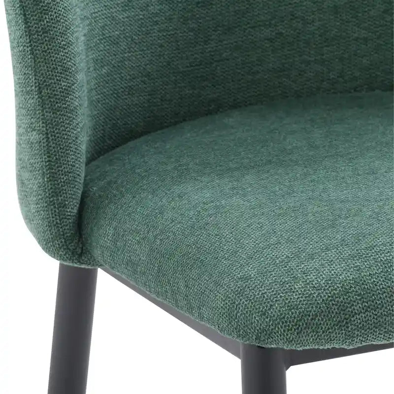 Green / Grey Chenille Upholstered Side Chair, Black Metal Legs, Set of 2