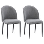 Green / Grey Chenille Upholstered Side Chair, Black Metal Legs, Set of 2