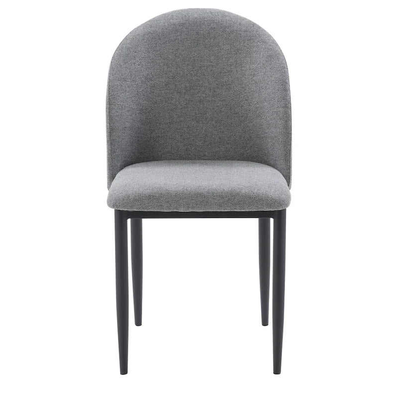 Green / Grey Chenille Upholstered Side Chair, Black Metal Legs, Set of 2