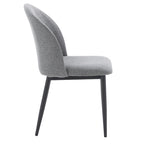 Green / Grey Chenille Upholstered Side Chair, Black Metal Legs, Set of 2