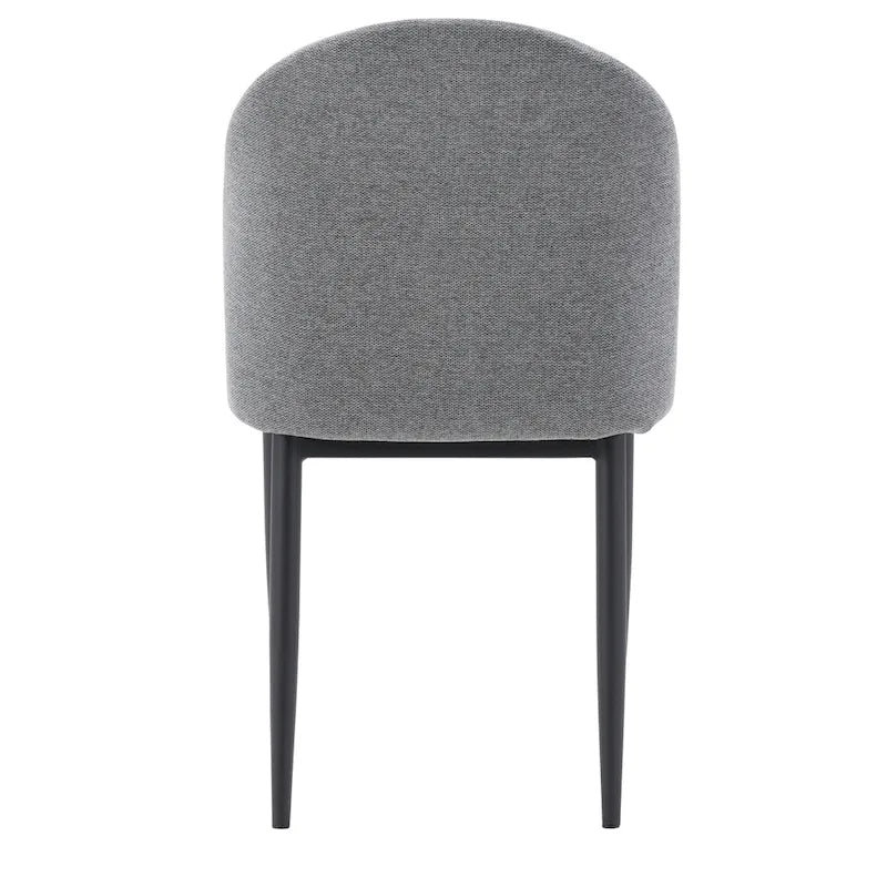 Green / Grey Chenille Upholstered Side Chair, Black Metal Legs, Set of 2