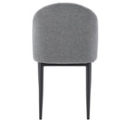 Green / Grey Chenille Upholstered Side Chair, Black Metal Legs, Set of 2