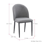 Green / Grey Chenille Upholstered Side Chair, Black Metal Legs, Set of 2