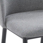 Green / Grey Chenille Upholstered Side Chair, Black Metal Legs, Set of 2