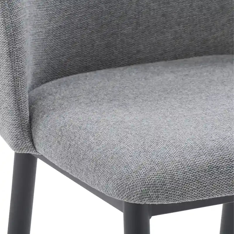 Green / Grey Chenille Upholstered Side Chair, Black Metal Legs, Set of 2