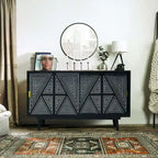 Black & Brown Mid-Century Modern Solid Wood Sideboard Buffet
