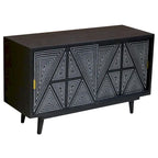 Black & Brown Mid-Century Modern Solid Wood Sideboard Buffet