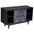 Black & Brown Mid-Century Modern Solid Wood Sideboard Buffet